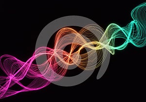 Abstract Rainbow Wave of Glowing Particles