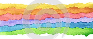 Abstract rainbow wave watercolor painting background. Paper texture. Isolated on white
