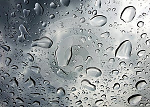 Abstract of raindrop bubbles on the sunroof.