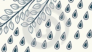 Abstract Raindrops on Leaves Pattern, vector design Generative AI