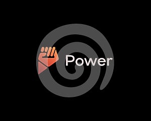 Abstract raised fist logo. Universal power independence vector sign. Protest revolution riot symbol.