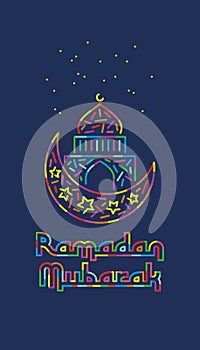 Abstract Ramadan Mubarak Islamic design greeting card background for wallpaper design. Vector illustration.