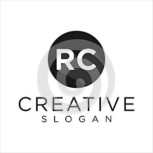 Abstract RC logo letter in shadow shape design concept