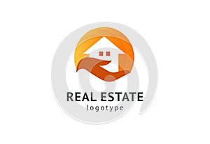 Abstract real estate agent logo icon vector design. Rent, sale of real estate vector logo, House cleaning, home security, real