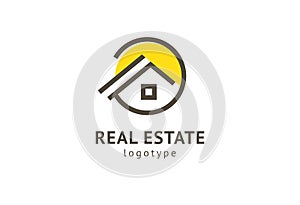 Abstract real estate agent logo icon vector design. Rent, sale of real estate vector logo, House cleaning, home security, real