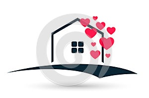 Abstract real estate hearts love wedding House roof and home logo vector element icon design vector on white background