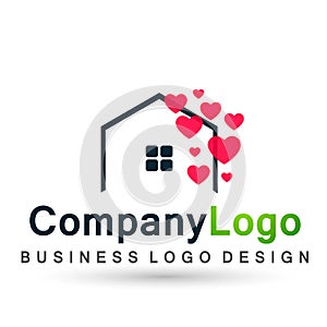 Abstract real estate hearts love wedding House roof and home logo vector element icon design vector on white background