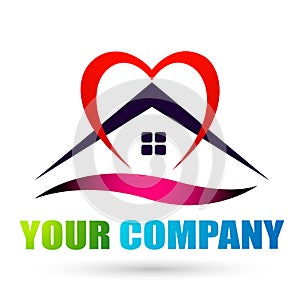 Abstract real estate  House roof and home heart love  logo vector element icon design vector on white background