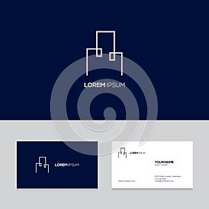 Abstract real estate logo design on business card template