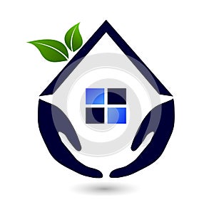 Abstract real estate people family green House roof and home logo vector element icon design vector on white background.