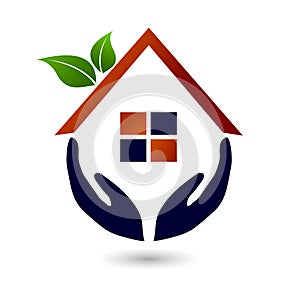 Abstract real estate people family green House roof and home logo vector element icon design vector on white background.