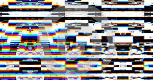 Abstract realistic screen glitch flickering, analog vintage TV signal with bad interference, static noise background