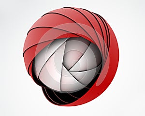 Abstract red 3D globe symbol, business concept