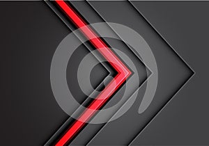 Abstract red arrow line light gray metal direction overlap with dark blank space design modern luxury futuristic background vector