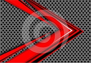 Abstract red arrow speed overlap on gray circle mesh design modern futuristic background vector.