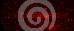 Abstract Red Background with Binary Code. Malware, or Hack Attack Concept