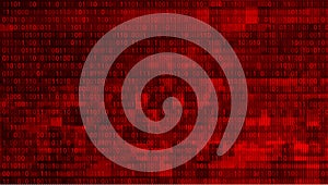 Abstract Red Background with Binary Code. Malware  or Hack Attack Concept