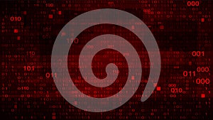 Abstract Red Background with Binary Code. Malware  or Hack Attack Concept