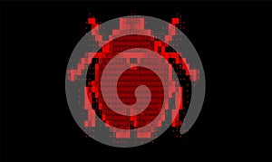 Abstract Red Background with Binary Code Numbers. Data Breach, Malware, Cyber Attack, Hacked