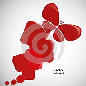 Abstract red background with butterfly. Vector.
