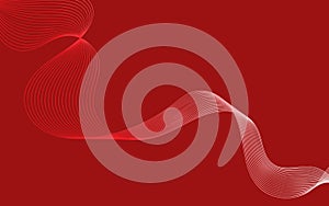 Abstract red background with elegant flowing white and red wave lines creating a dynamic pattern