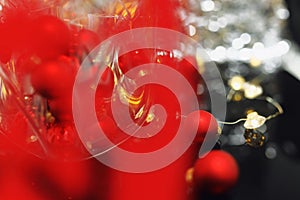 abstract red background, on the eve of Christmas,holiday lights