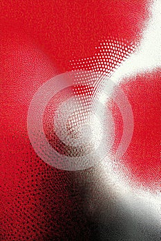 Abstract red background with halftone pattern creating dynamic wavy shapes