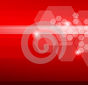 Abstract red background with hexagons