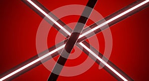 Abstract Red Background with Glowing White Light Tubes