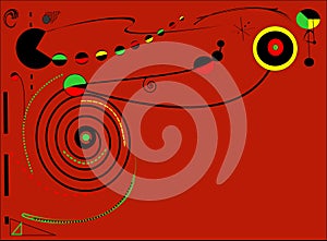 Abstract red background , Miro style whit empti space