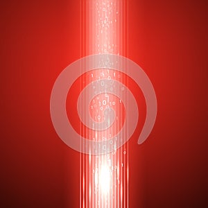 Red background with stream of binary code