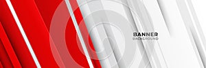 Abstract red banner background design template vector illustration with 3d overlap layer and geometric wave shapes. Polygonal