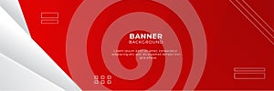 Abstract red banner background design template vector illustration with 3d overlap layer and geometric wave shapes. Polygonal