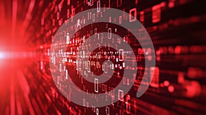 Abstract Red Binary Data Stream