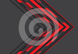 Abstract red black arrow geometric direction on grey blank space design modern futuristic technology background vector