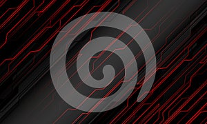 Abstract red black cyber geometric dynamic on white with blank space futuristic design modern technology background vector