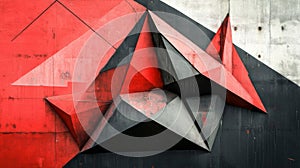 Abstract Red Black Geometric Wall Sculpture
