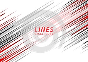 Abstract red, black and grey stripe lines diagonal on white background