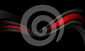 Abstract red black metallic curve wave geometric design modern futuristic background vector