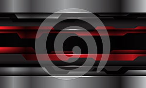 Abstract red black metallic silver cyber technology futuristic design modern background vector