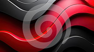 Abstract Wavy Background in Red and Black