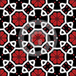 Abstract Red black and White Geometric Pattern