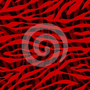 Abstract red and black zebra striped textured seamless pattern background