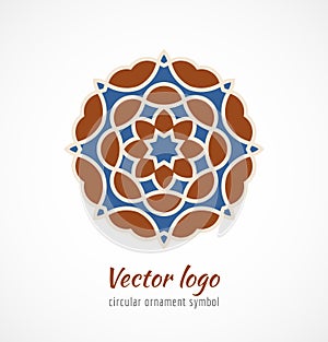 Abstract red and blue asian ornament symbol logo