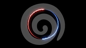 Abstract red and blue electric light circle frame video footage background.