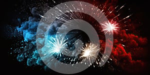 abstract red and blue glitter background with fireworks splash background, Generative AI