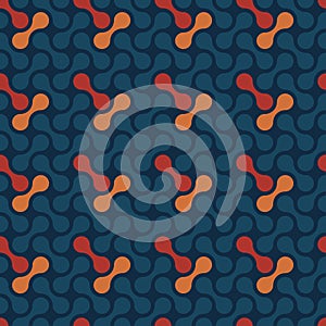 Abstract Red, Blue And Orange Dumbbell Pattern Background