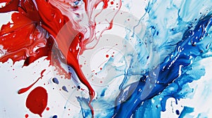 Abstract red and blue paint swirls