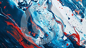 Abstract red and blue paint swirls