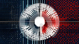 Abstract Red Blue White Geometric Circular Design